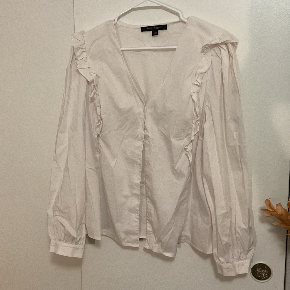 Marc New York Cream Ruffled Blouse